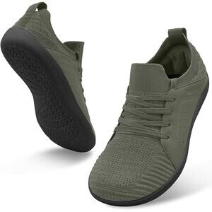 New Relxfeet Mens Size 11.5 Army Green Minimalist Wide Toe LaceUp Barefoot Shoes